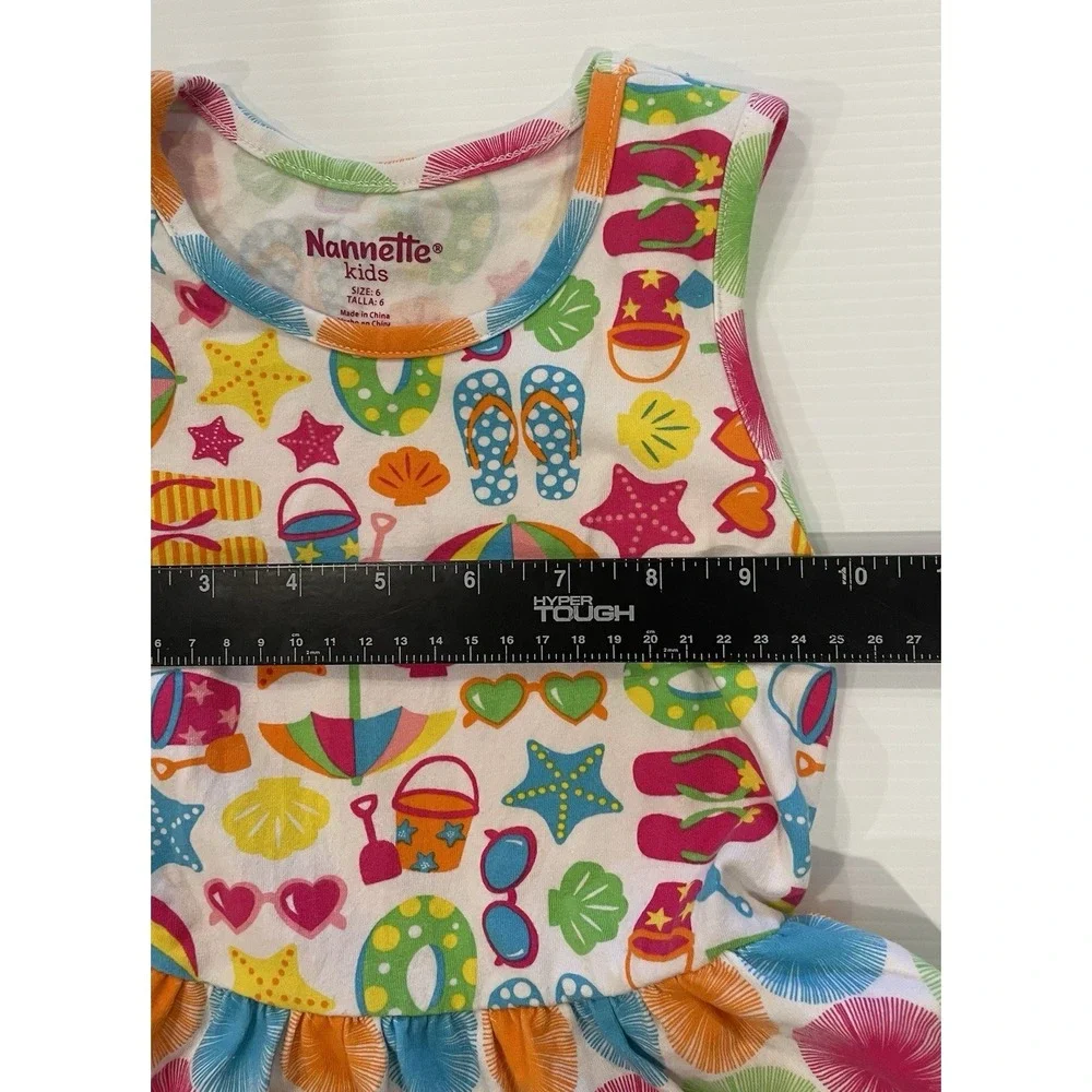 Beach Dress Girls Nannette Kids Size 6 Vacation Bright Colors Beachy‎ Flip Flops